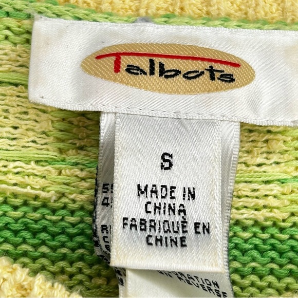 Talbots Striped Spring/Summer Yellow/Green/Yellow Daisy Patterned Cardigan Sz S - Picture 10 of 12